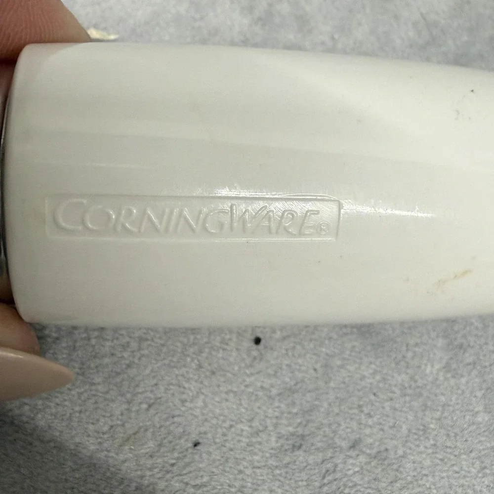 CorningWare Stainless‎ Steel Spatula White Plastic Handle Perforated Server